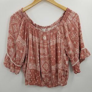Forever 21 BOHO Crop Top Bell Sleeve Size M